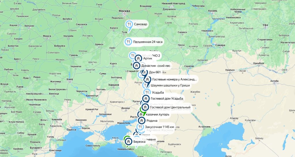 Народная карта: проверенные места вдоль трассы М-4 «Дон»